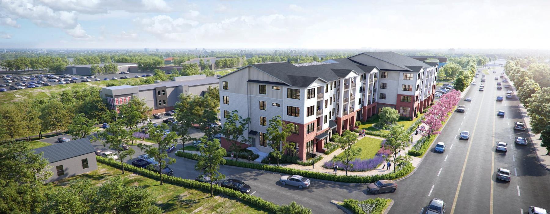 a street with cars and buildings along it